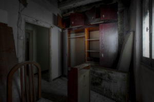 Barcelona, Catalonia, Spain, April 12: interior of an apartment with abandoned walls, ceilings and floors in the center of a European city Barcelona, Catalonia, Spain, April 12: interior of an apartment with abandoned walls, ceilings and floors in the center of a European city